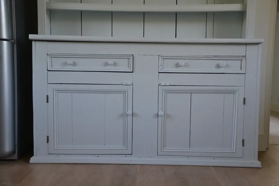 Dresser base repainted in soft grey